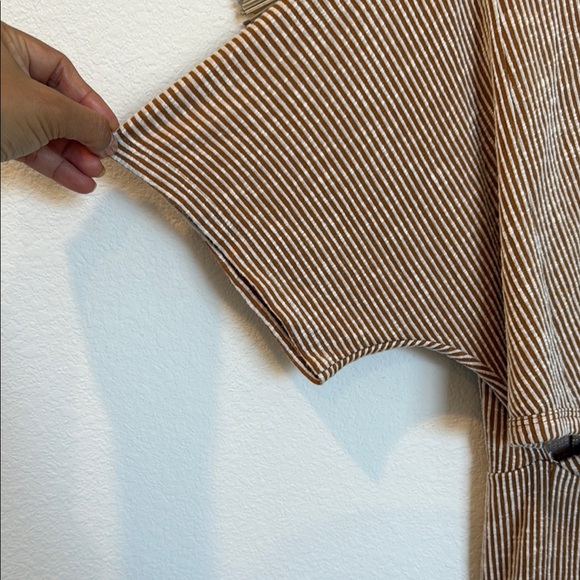 All in Favor Tan and White Jumpsuit with Elegant Stripes - Picture 10 of 10